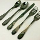 KNORK FLATWARE 5 Piece Titanium Spoon Fork Knife Matte Black Pre-Owned China