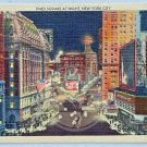 TIMES SQUARE Retail At Night New York City Postcard Made USA Vintage