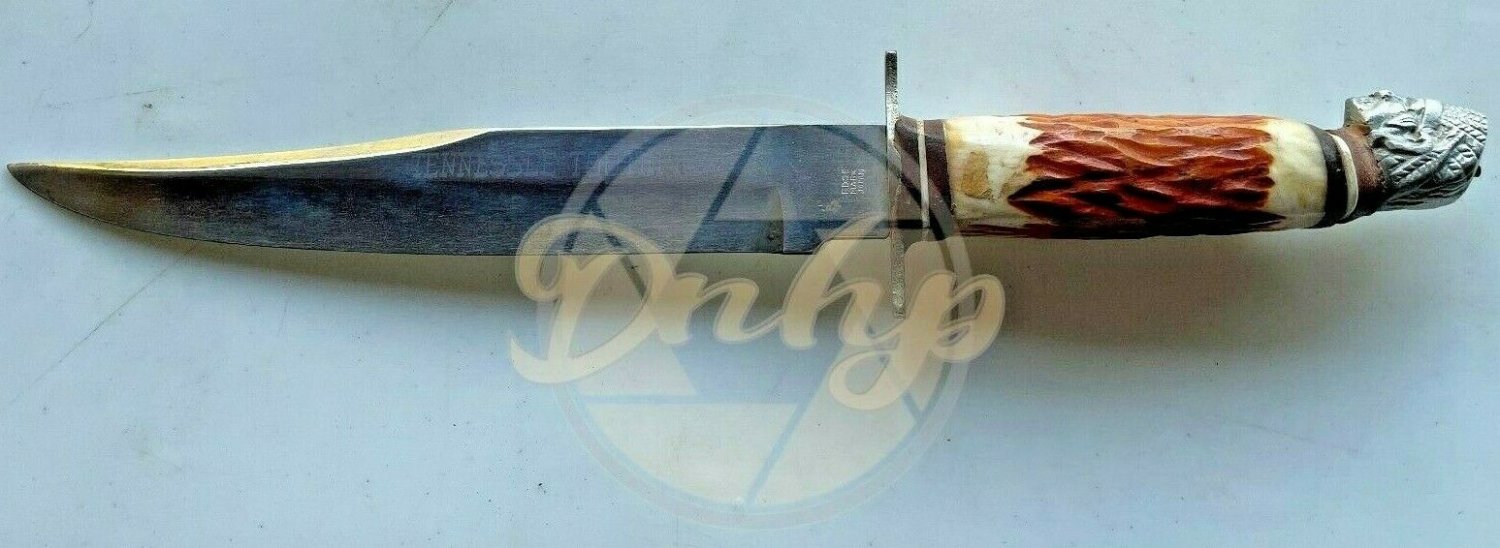 Edge Mark Tennesee Toothpick Indian Head Stag Hunting Bowie Knife Japan Vtg