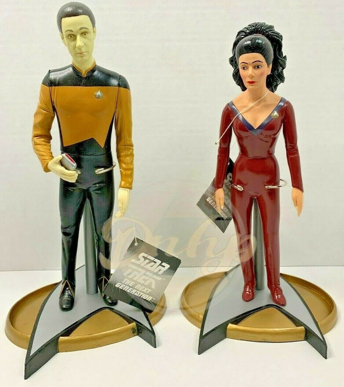 DATA DEANNA TROI (Signed) Star Trek TNG Rubber Figures Stands Vintage 1992
