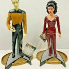 DATA DEANNA TROI (Signed) Star Trek TNG Rubber Figures Stands Vintage 1992
