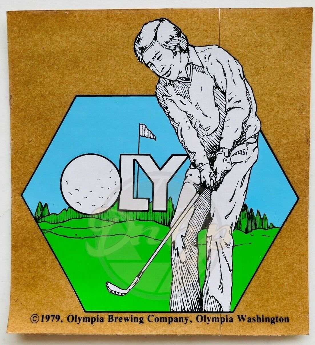 Olympia Beer OLY GOLF Decal/Sticker Vintage 1970s Made USA