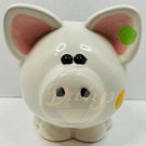PIGGY BANK Polka Dot White Glass With Yellow Rubber Stopper