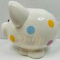 PIGGY BANK Polka Dot White Glass With Yellow Rubber Stopper
