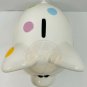 PIGGY BANK Polka Dot White Glass With Yellow Rubber Stopper
