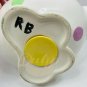 PIGGY BANK Polka Dot White Glass With Yellow Rubber Stopper