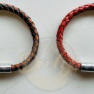 SUKI Braided Bracelet LOT (2) Leather Magnetic Brown/Black Light Brown USA