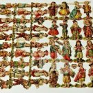 BOYS GIRLS Crafting Figure Lot (64) One Uncut Sheet Germany RARE Antique