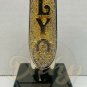 OLYMPIA BEER "OLY" Horseshoe Silver/Gold Tap Stone Gloss Black Stand Vintage