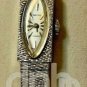 GRUEN 10K White Gold Plated Bezel Band Bracelet 11mm Vintage Manual Wind