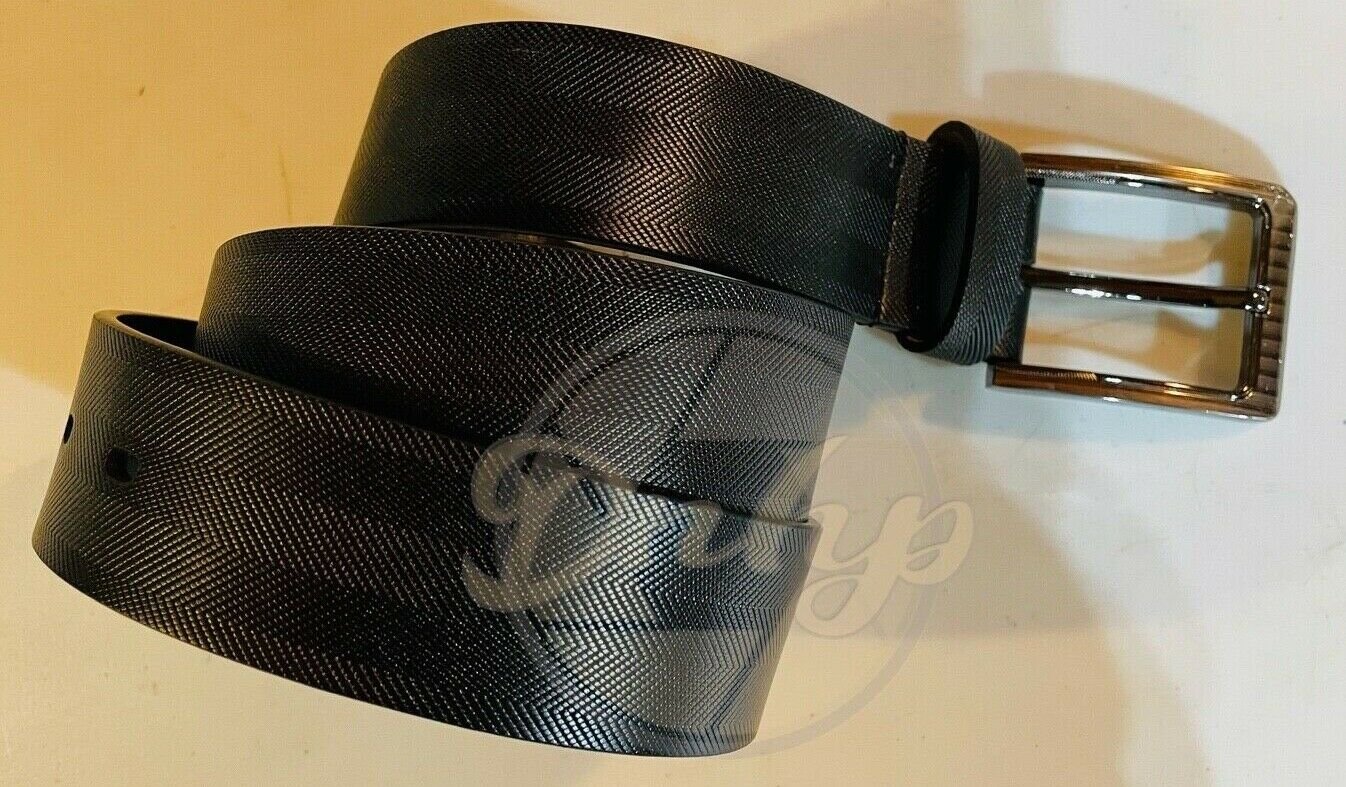 STACY ADAMS Formal Zig Zag Line Pattern Black Belt Mens 34 Waist With Box