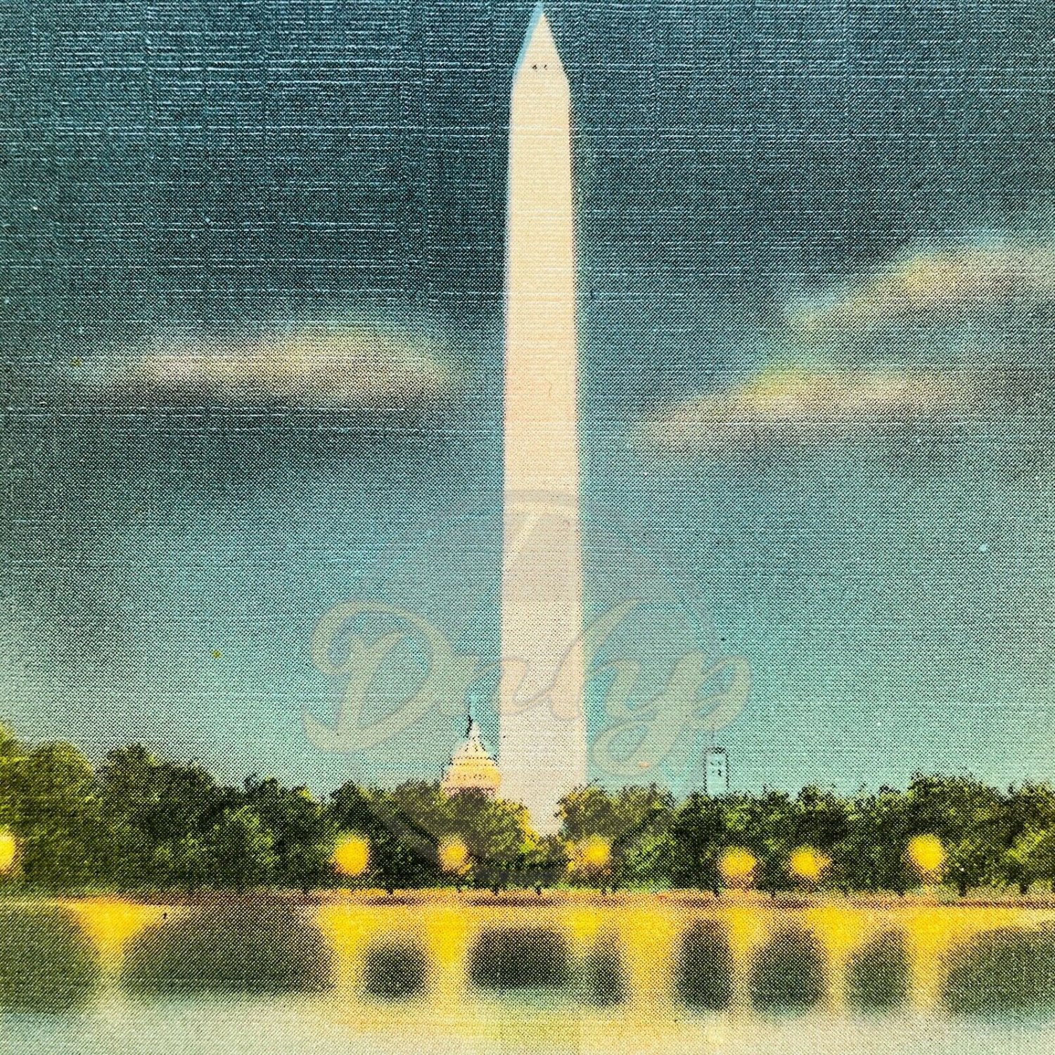 WASHINGTON MONUMENT DC Linen Postcard Blank USA Vintage