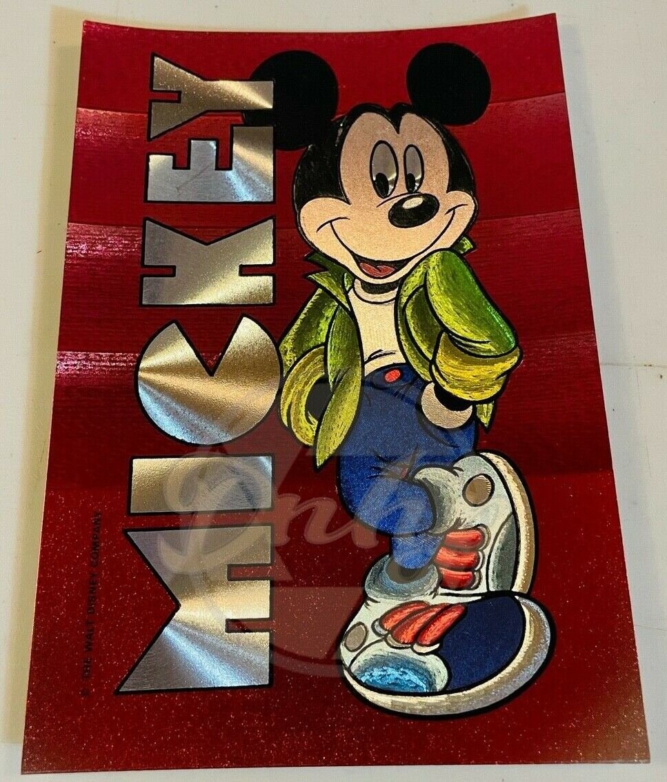 BACK TO SCHOOL MICKEY MOUSE Disney Foil Postcard No Postmark NOS England Vintage