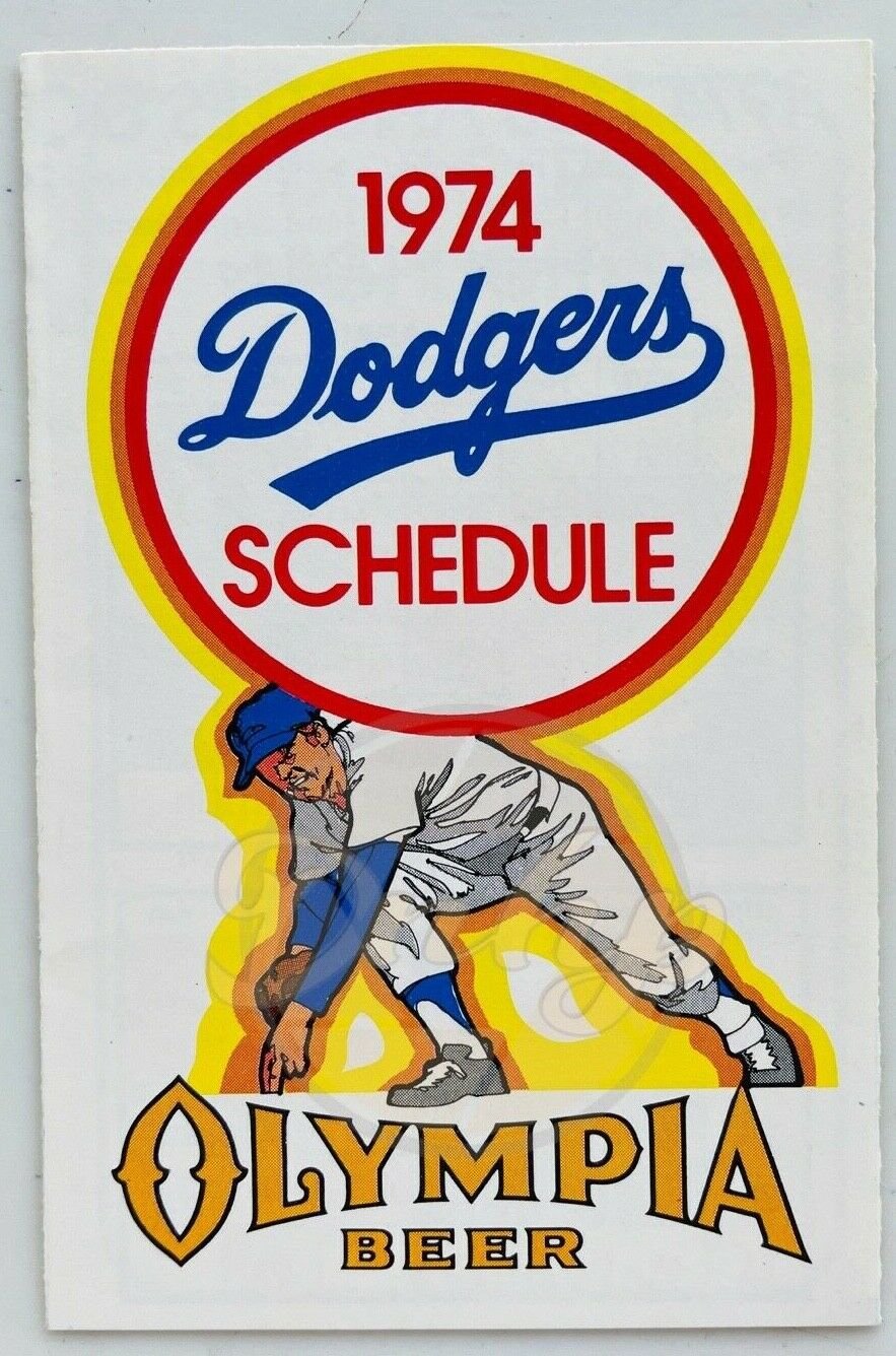 Olympia Beer LA DODGERS 1970s Trifold Schedule Vintage Made USA