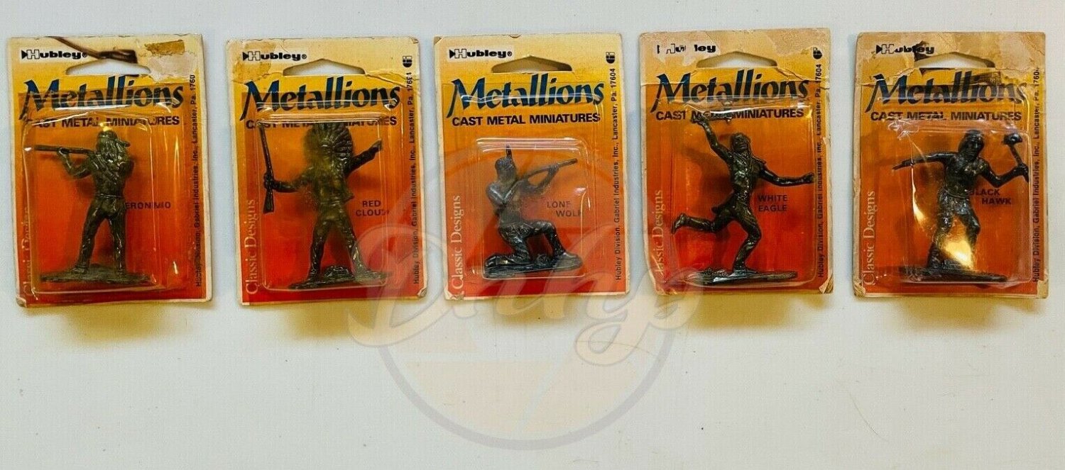 METALLIONS Geronimo Red Cloud Lone Wolf Eagle Hubley All Metal Lot (5) USA NIB