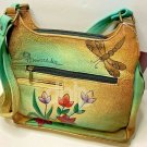 Anuschka Hand Painted Leather Purse & Card Wallet Designed with Flowers