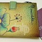 Anuschka Hand Painted Leather Purse & Card Wallet Designed with Flowers