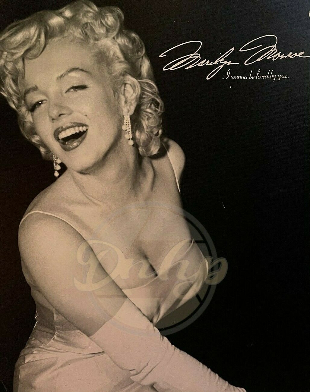 MARILYN MONROE B&W Wood Screen Print 19x15 I Wanna Be Loved By You Canada