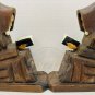 MONKS Religious Wooden Bookends (2) Hand Carved Painted Made Mexico
