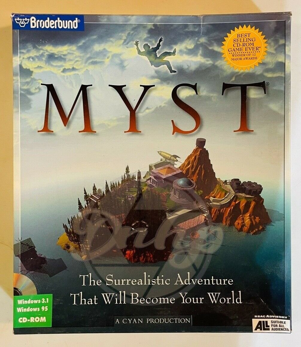 MYST CD-ROM Broderbund Big Box Computer Game WIN 3.1 95 USA