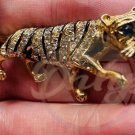 TIGER BIG CAT PIN Striped Cool Blue Rhinestone Eyes