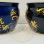 JAPANESE GOLD FOIL Imprint Vase Lot (2) Blue Black Small Limoges