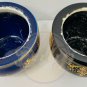 JAPANESE GOLD FOIL Imprint Vase Lot (2) Blue Black Small Limoges