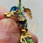 HUMMINGBIRD Moveable Spring Wing Red Rhinestone Eye Pin 1940s 1950s Vintage