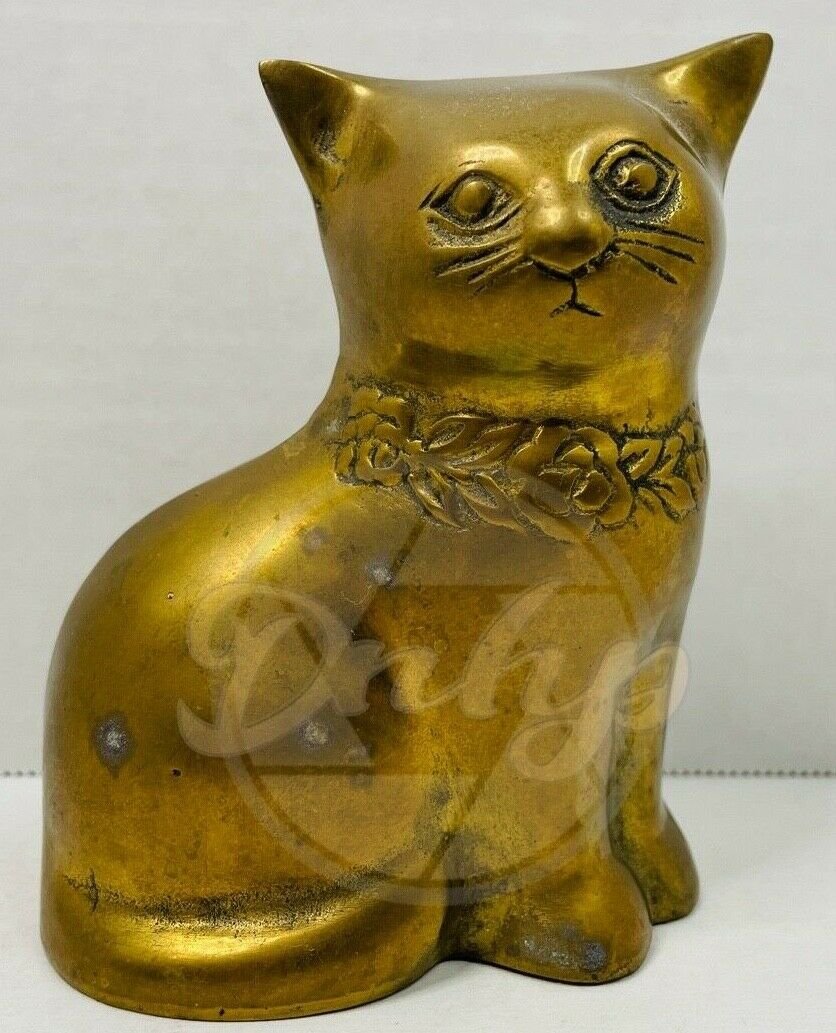 CAT Brass Ornamental Statue Bon Marche 1980s Vintage