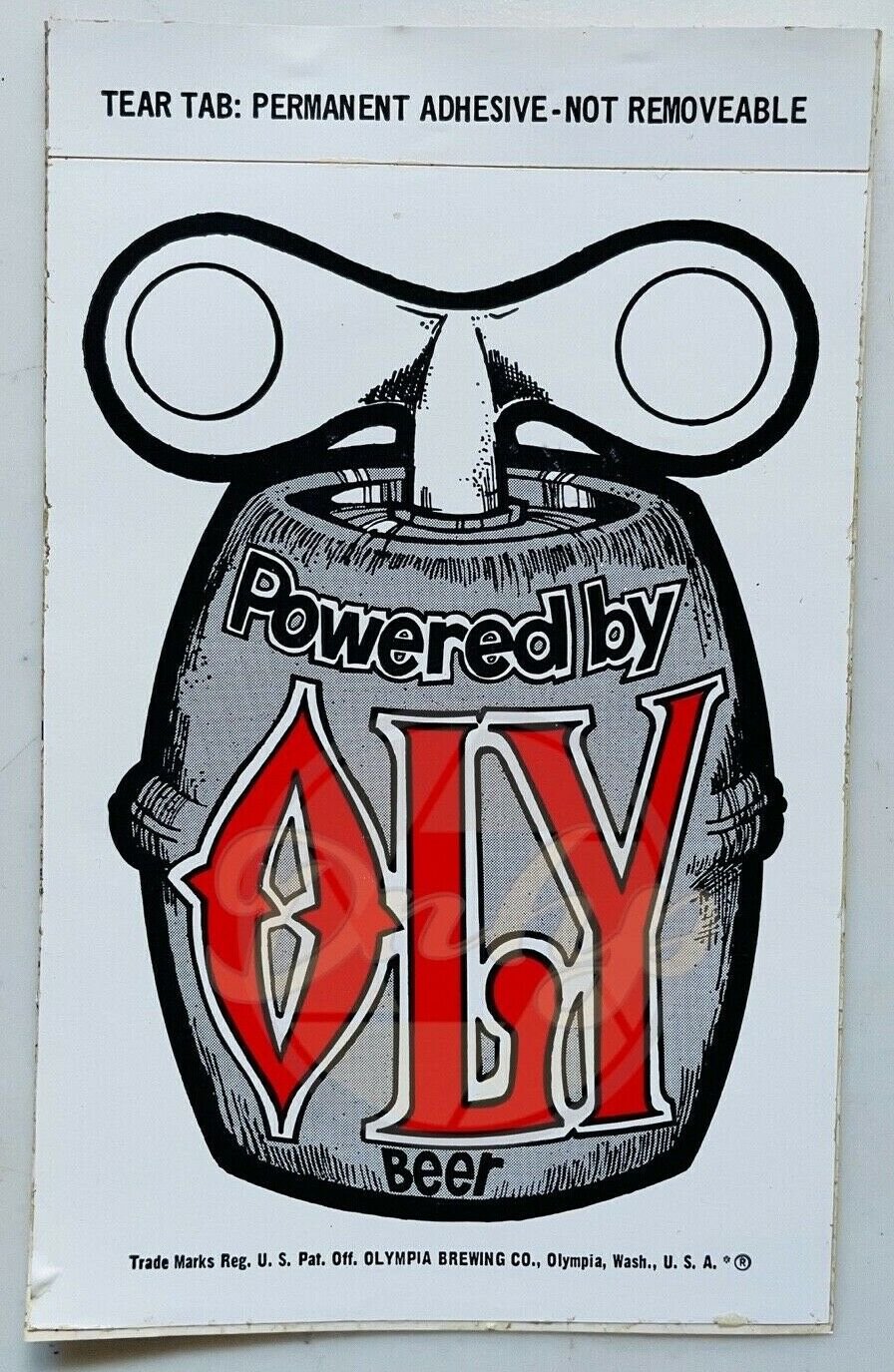 OLY BEER KEG Powered By Sticker Vintage Made USA NOS