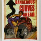 PIN UP GIRLS Dangerous Curves Ahead Hot Rod Sticker (1) Made USA
