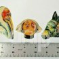 LADY JESTER CLOWN HORSE PELICAN ROOSTER Crafting Heads LOT (9) From Germany