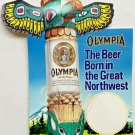 OLYMPIA BEER Totem In Store 14x18 Cardboard Standee NOS 1970s Made USA