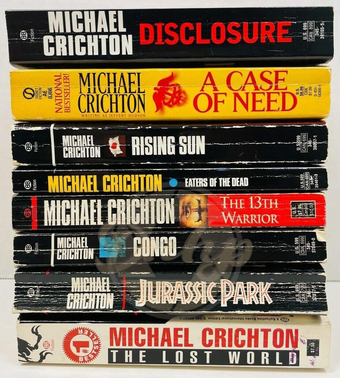 MICHAEL CRICHTON Paperback Book LOT (8) Jurassic Park Lost World 13th Warrior