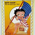 BETTY BOOP Stamp All American Girl Flag Postcard NOS 1980s USA Vintage SPK41