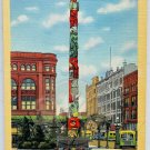 TOTEM POLE Pioneer Square Seattle Washington Postcard Litho Made USA