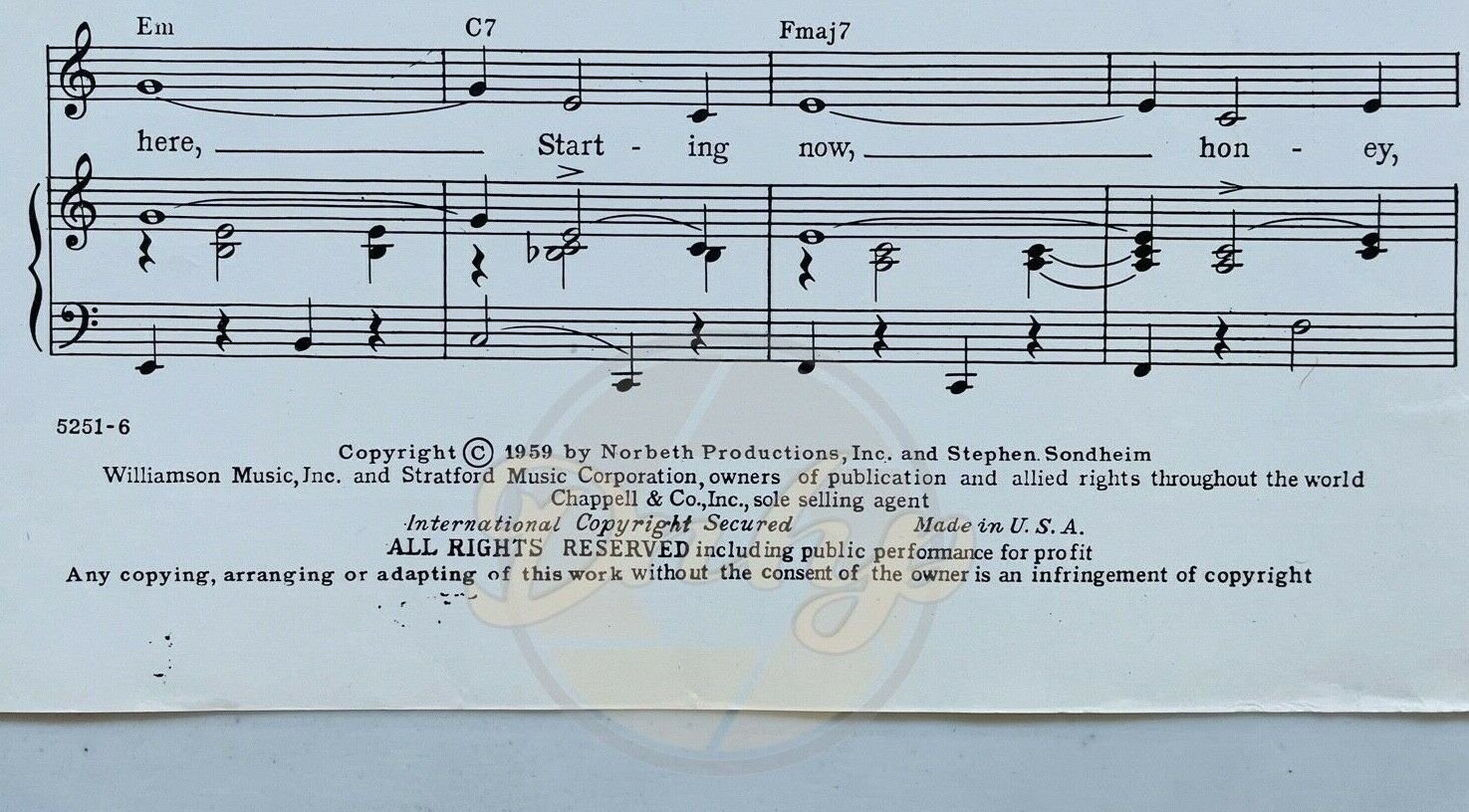 GYPSY Everything Coming Up Roses Natalie Wood Sheet Music 1950s USA Vintage