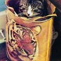 KITTEN Inside Tiger Trash Can Dream Big Argus Poster 1970s Made USA Vintage