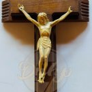 CHRIST On Wood Carved Cross Hidden Compartment Wall Hanger Vintage