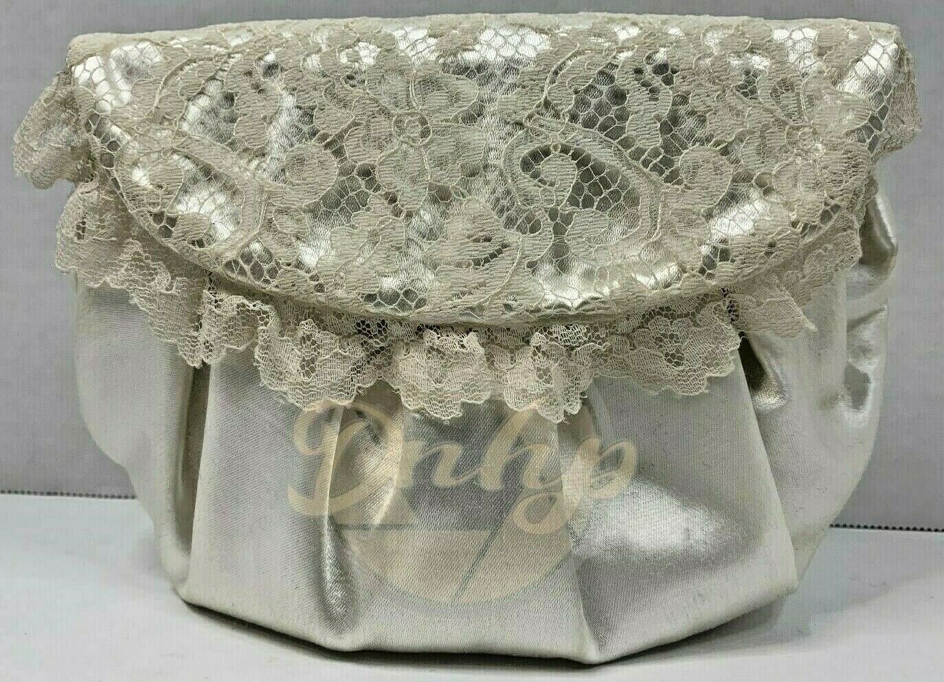 RICHMARK White Lace Silver Satin Handbag Strap Dress Formal Wedding USA
