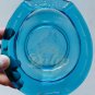 HORSE Horseshoe Good Luck Blue Glass Ashtray Made USA Vintage