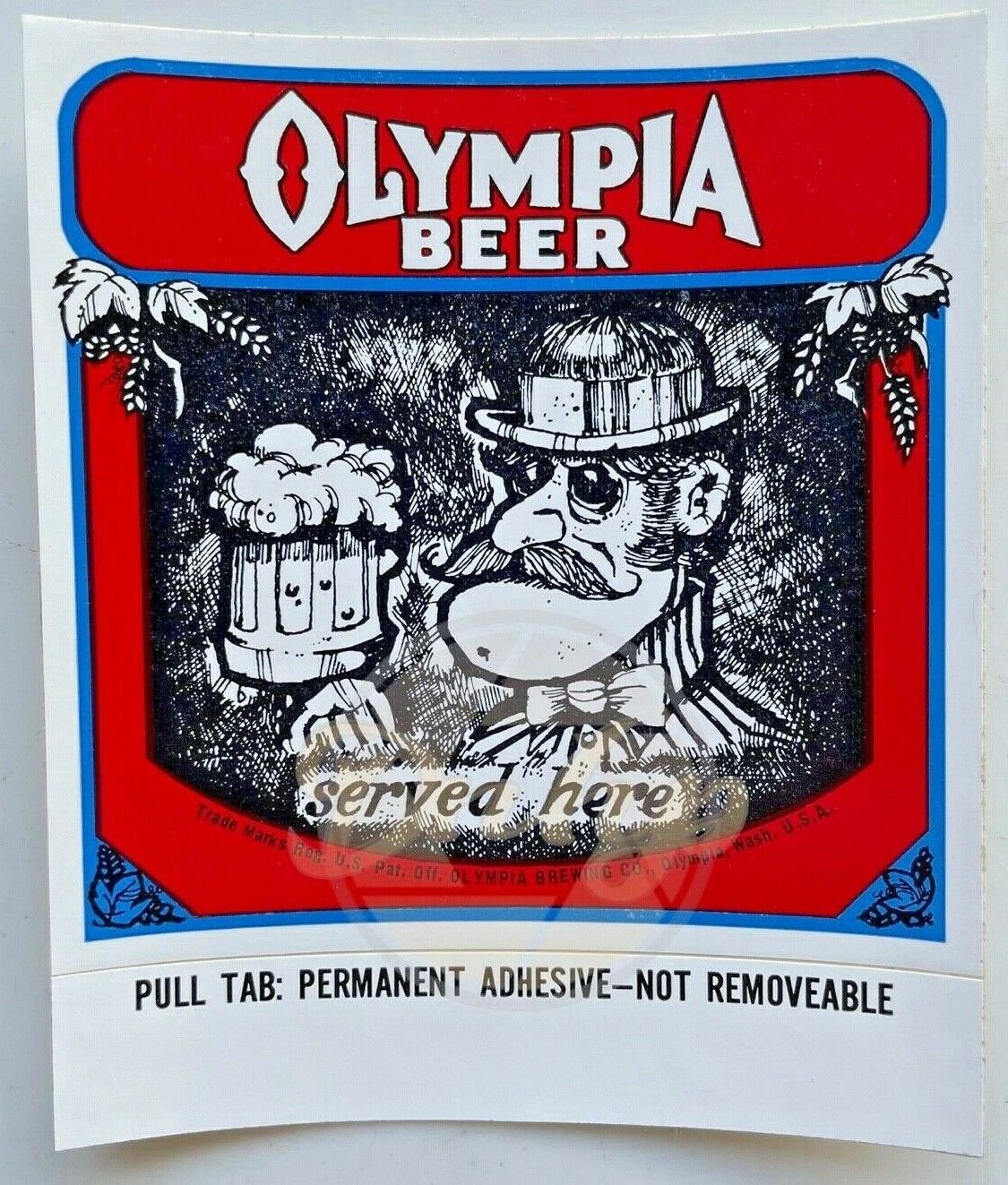 OLYMPIA BEER SERVED HERE Decal/Sticker Made USA NOS Vintage