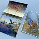 BUCK DEER DUCKS 6x8 LOT (3) Embossed Wildlife Foil Prints 1980s England Vintage