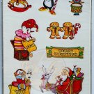 MERRY CHRISTMAS Santa Gingerbread Penguin Stickers (3 Sheets) Sealed 1980s USA
