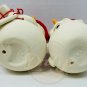 SNOWMAN Figure Lot (2) Glass Fabric Red Skull Caps Holiday Ornaments