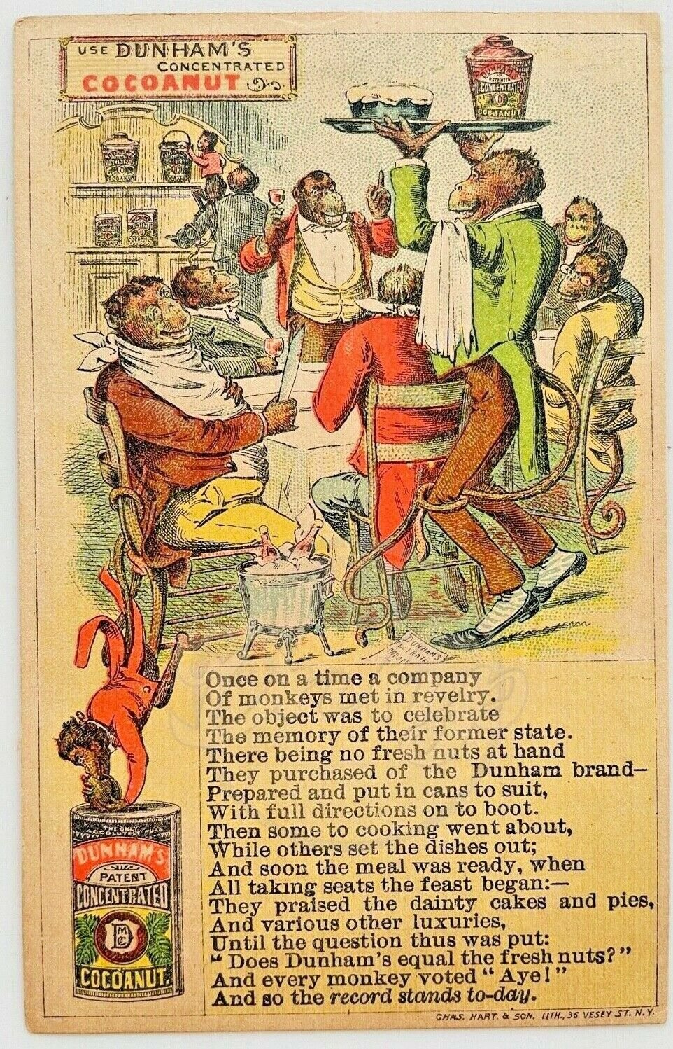 DUNHAM'S CONCENTRATED COCOANUT Advertising Trading Card St. Louis MO 1800s