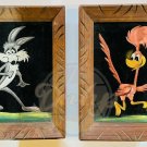 WILE E COYOTE ROAD RUNNER Velvet Wood Framed Looney Tunes Art Vintage USA