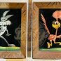 WILE E COYOTE ROAD RUNNER Velvet Wood Framed Looney Tunes Art Vintage USA