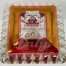 WESTMORELAND CANDY DISH Ruby Red Clear Glass Pedestal Hand Made USA Vintage