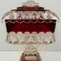 WESTMORELAND CANDY DISH Ruby Red Clear Glass Pedestal Hand Made USA Vintage